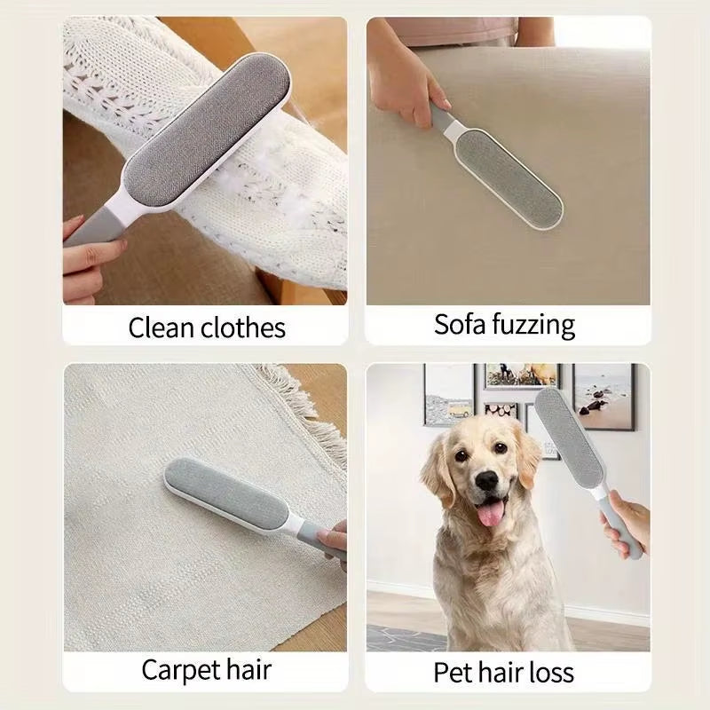 Double-Sided Pet Hair Removal Brush - 1Pc Reusable Lint Brush - Manual Electrostatic Sticky Lint Pet Hair Dust Brush for Clothin